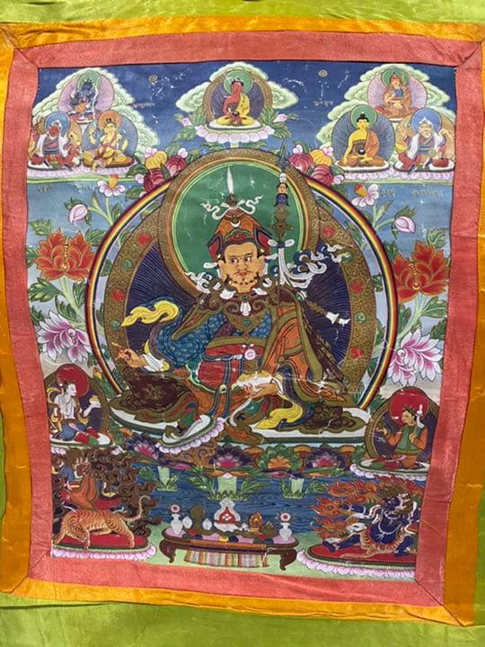 チベット　タンカ　グルリンポチエの仏画