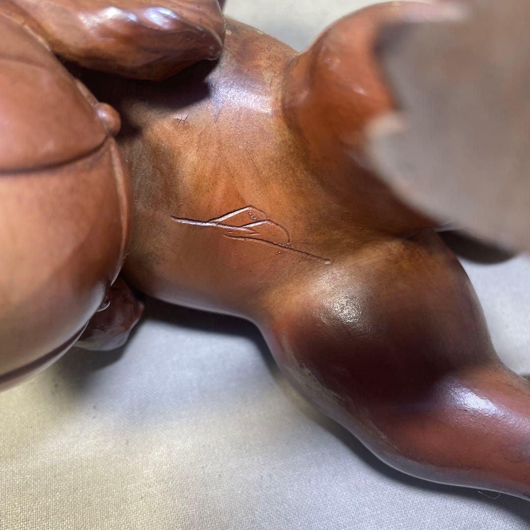 備前焼名工 西村春湖 備前焼玉取獅子置物