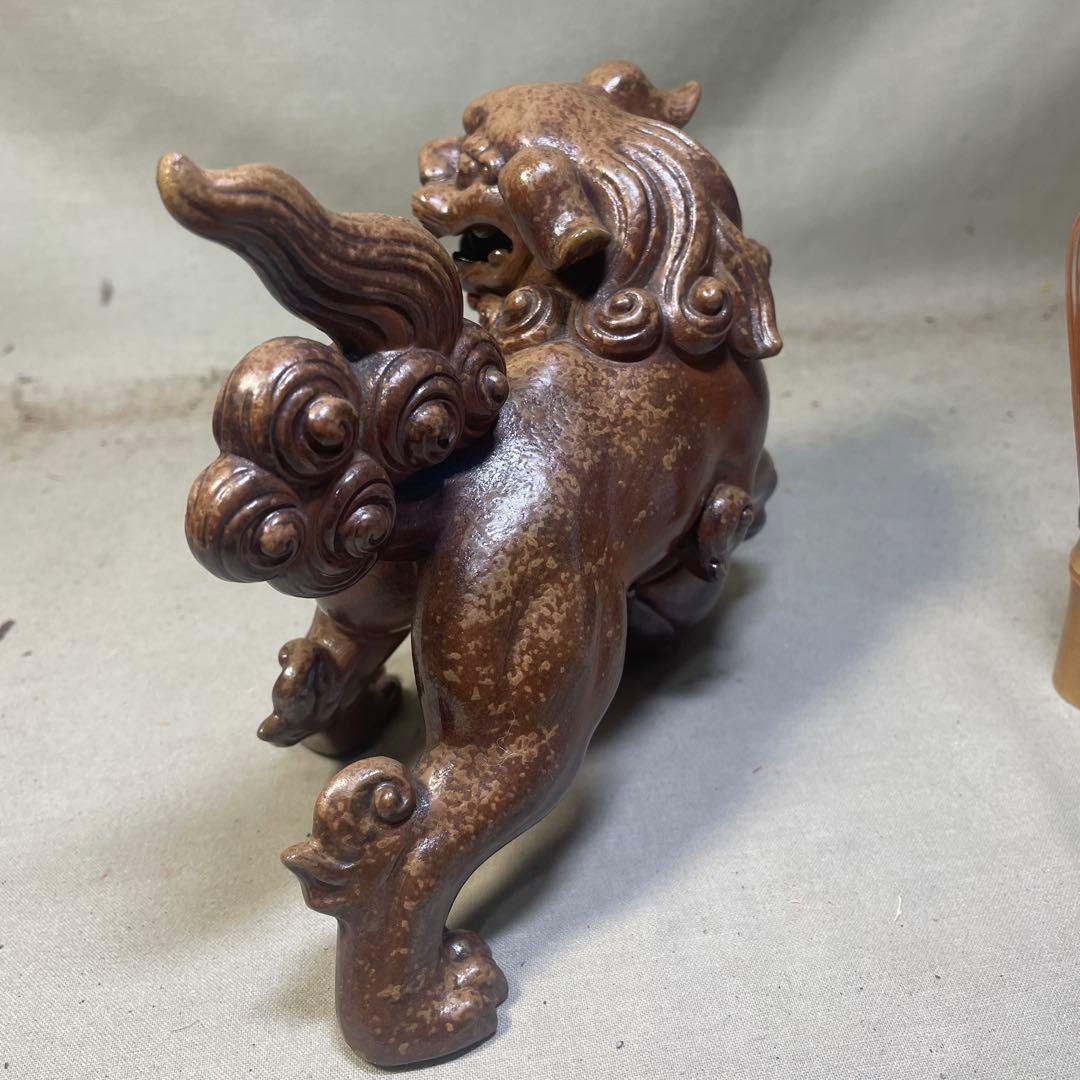 備前焼名工 西村春湖 備前焼玉取獅子置物