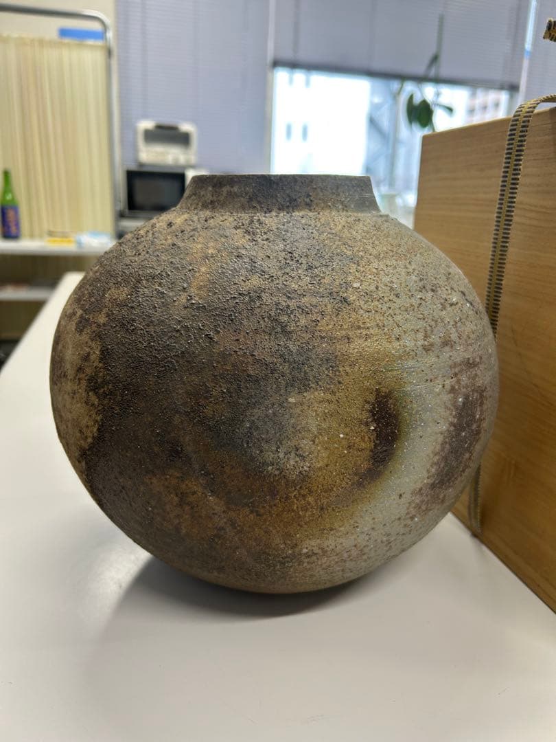 小山一草 備前焼 花器 箱あり