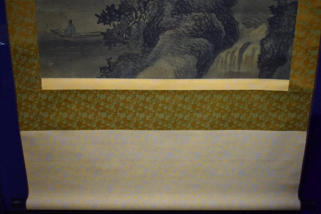 真作/寛保/高士/乗馬画賛/釣人舟画賛/大幅/中国画/布袋屋掛軸HJ-518