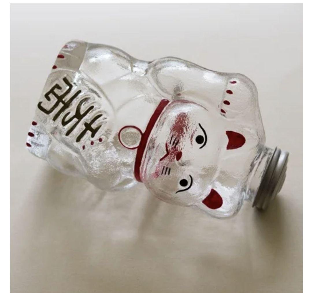 廣田硝子　Hirota Glass 置物 招き猫 菓子ビン 小 新品未使用品