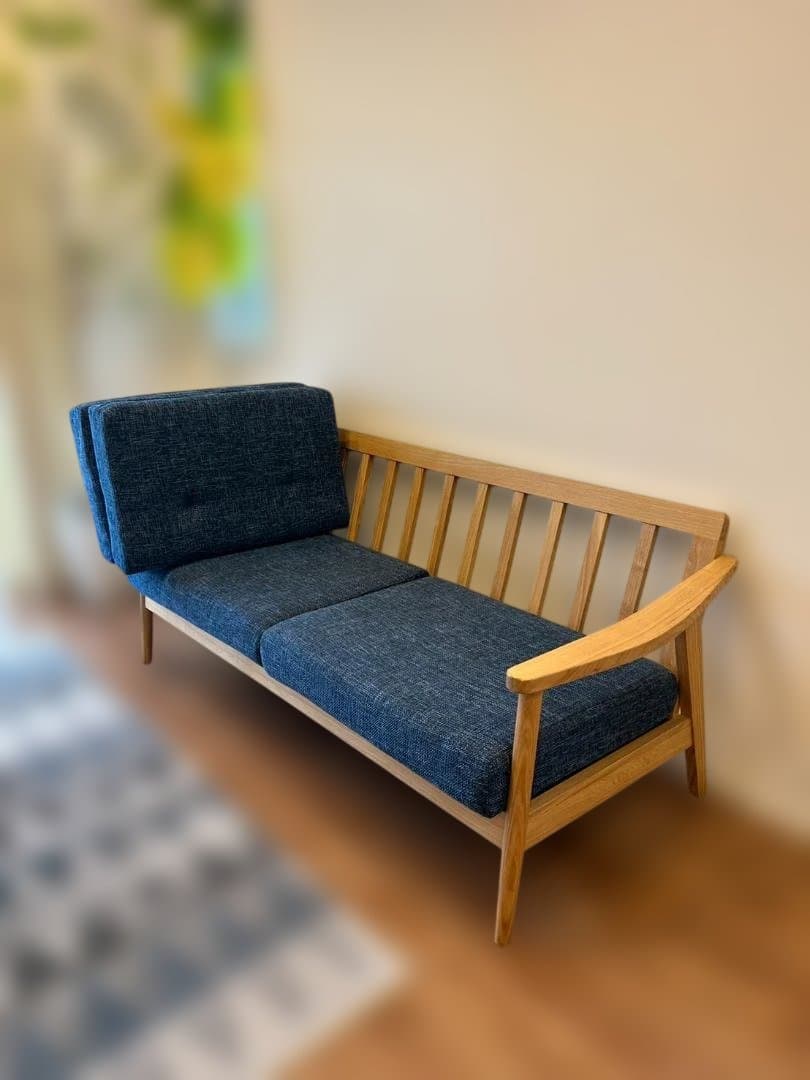 ミッドセンチュリー ソファ 3人掛け 北欧 東谷家具 天然木 ブルー