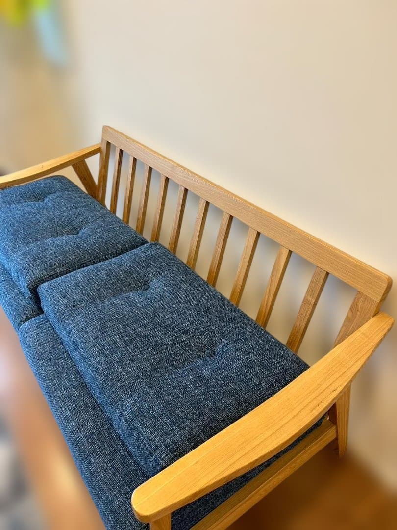 ミッドセンチュリー ソファ 3人掛け 北欧 東谷家具 天然木 ブルー