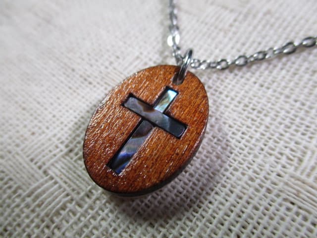 初回スペシャル価格ステンネックレス(wood inパウア貝)