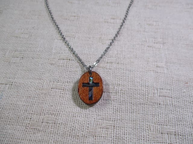 初回スペシャル価格ステンネックレス(wood inパウア貝)