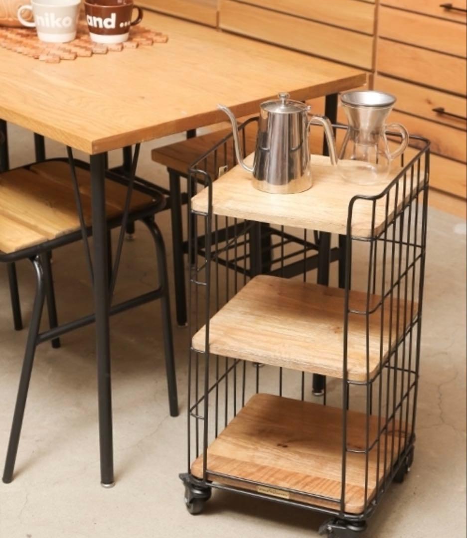 ✨新品【niko and...キャスターラックスクエア収納.三段ワゴン】大人気！