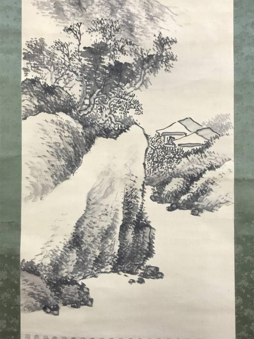 【真作】久野柳荘/山水図/掛軸/名家伝来/AD-363