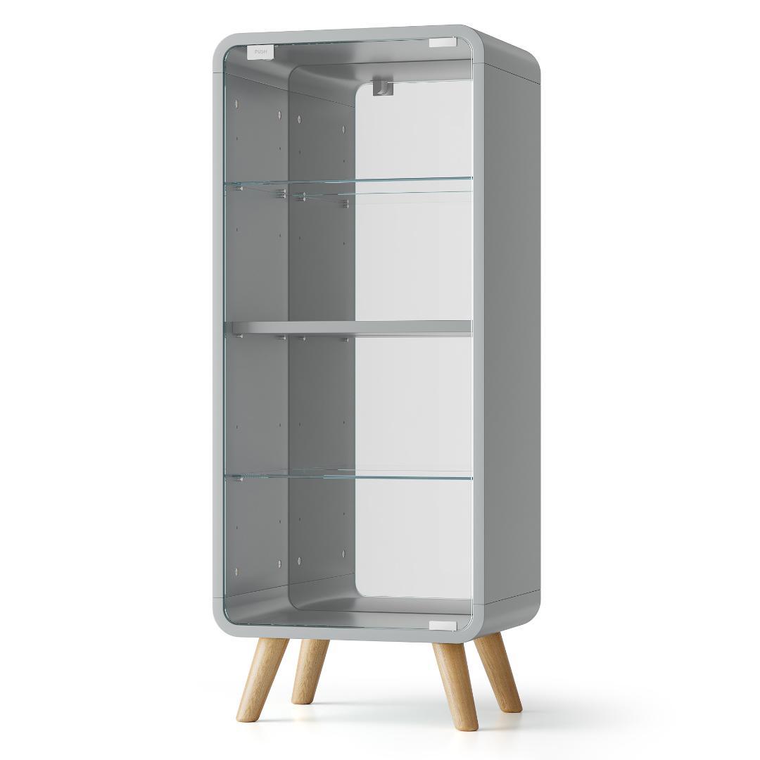 【グレー】4段 コレクションケース コレクションシェルフ 高さ調節可能