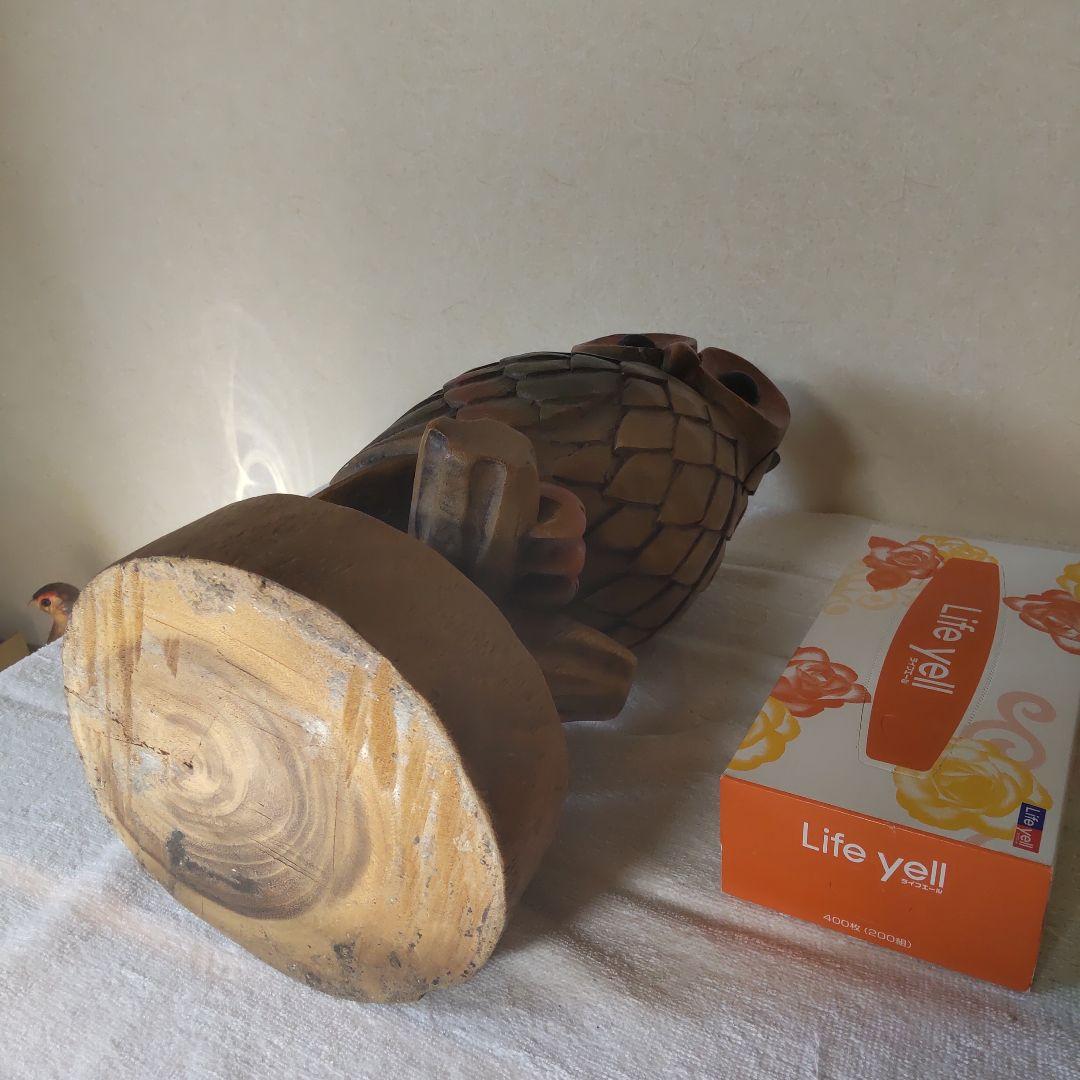 ふくろう 高さ41㎝ 3kg 木彫り 置物 一刀彫