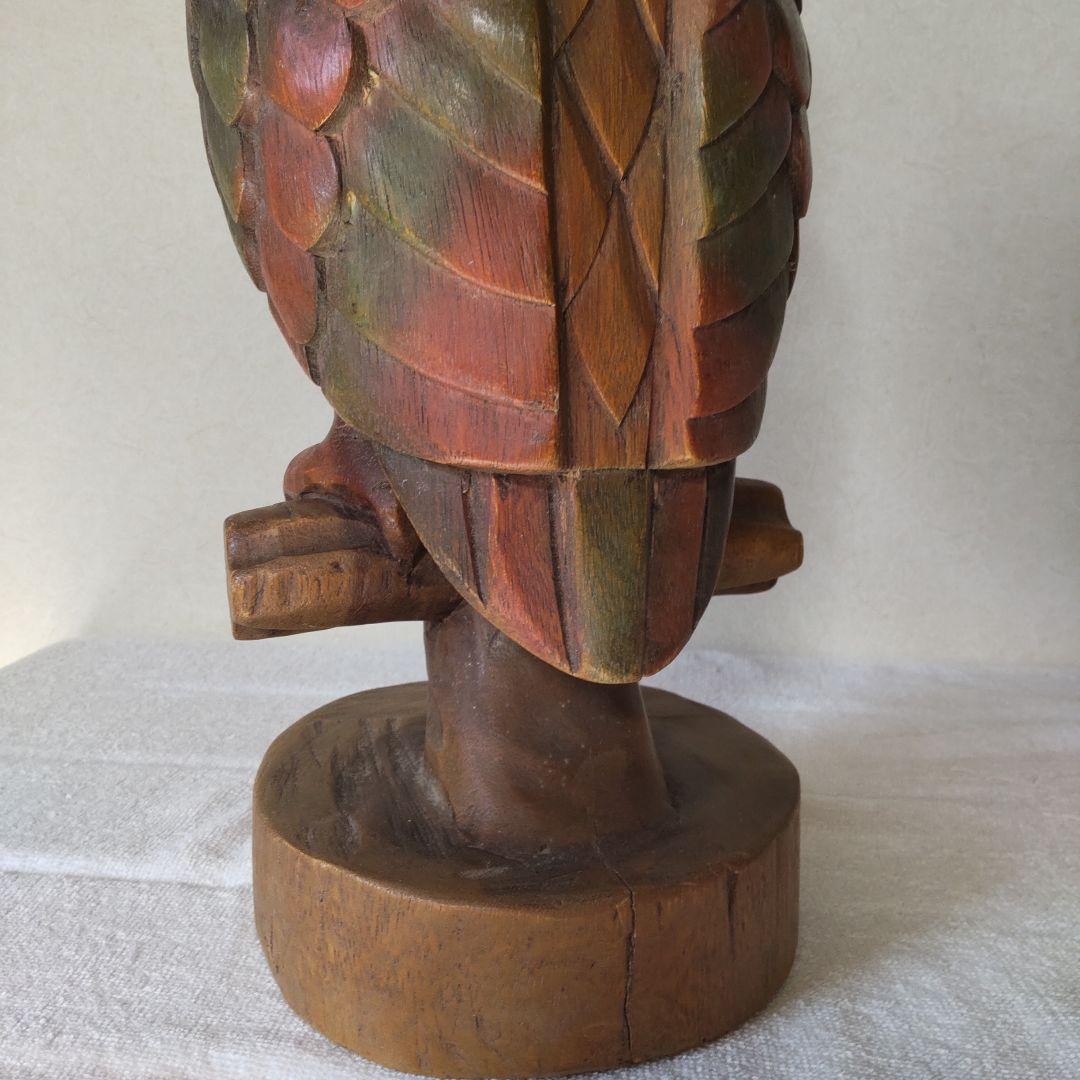 ふくろう 高さ41㎝ 3kg 木彫り 置物 一刀彫