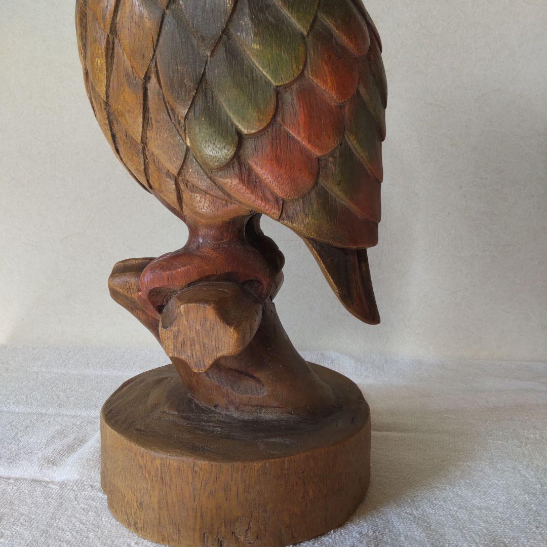 ふくろう 高さ41㎝ 3kg 木彫り 置物 一刀彫