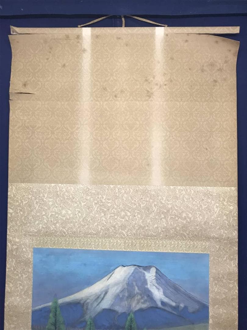 【真作】中野草雲/高原ノ富士/富士山図/山水図/掛軸/名家伝来/AC-219