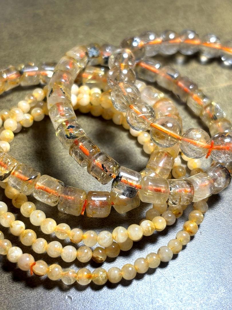 ゴールドタイチンルチルブレス約4〜9.2㎜（新品未使用）金運最強4個まとめ売り