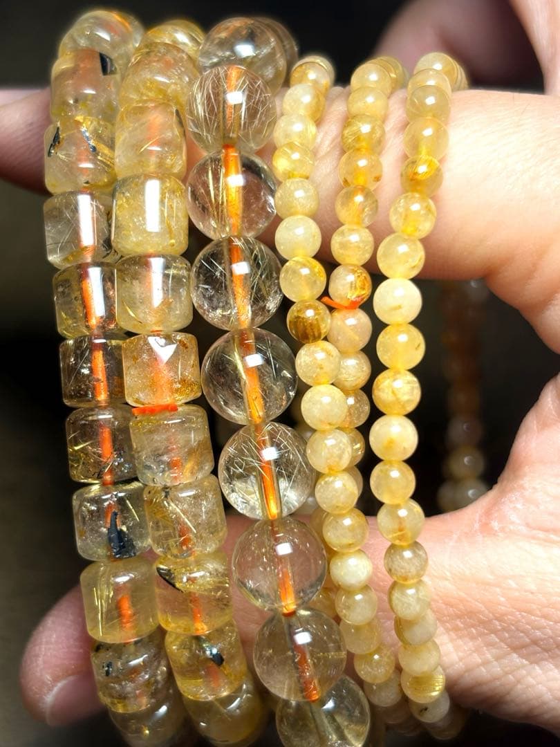 ゴールドタイチンルチルブレス約4〜9.2㎜（新品未使用）金運最強4個まとめ売り