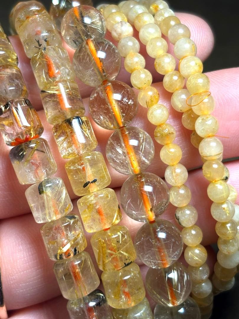 ゴールドタイチンルチルブレス約4〜9.2㎜（新品未使用）金運最強4個まとめ売り