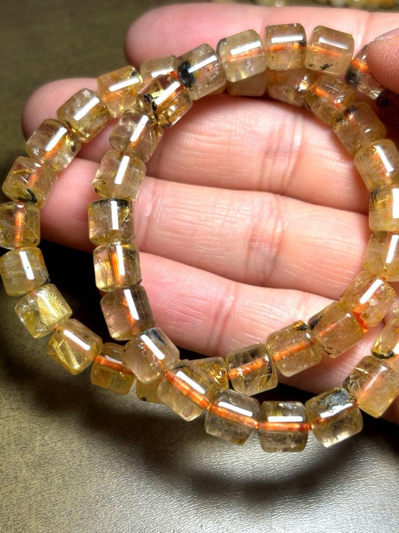 ゴールドタイチンルチルブレス約4〜9.2㎜（新品未使用）金運最強4個まとめ売り