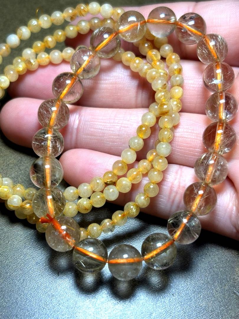 ゴールドタイチンルチルブレス約4〜9.2㎜（新品未使用）金運最強4個まとめ売り