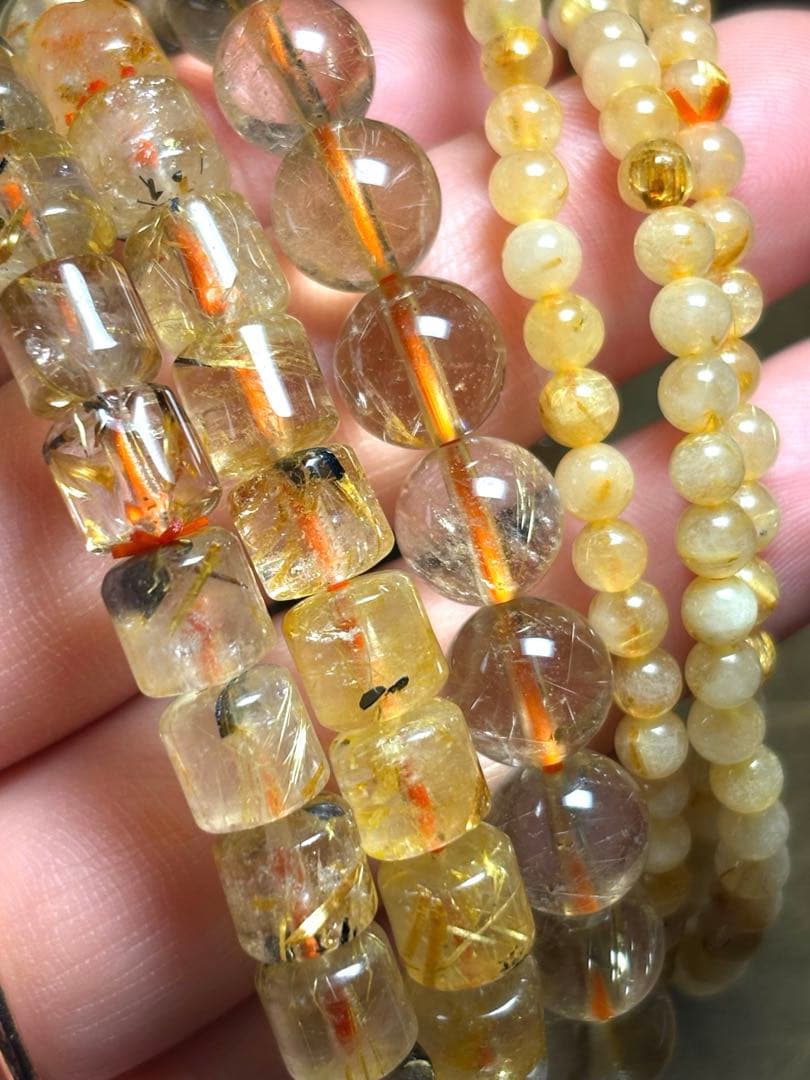 ゴールドタイチンルチルブレス約4〜9.2㎜（新品未使用）金運最強4個まとめ売り