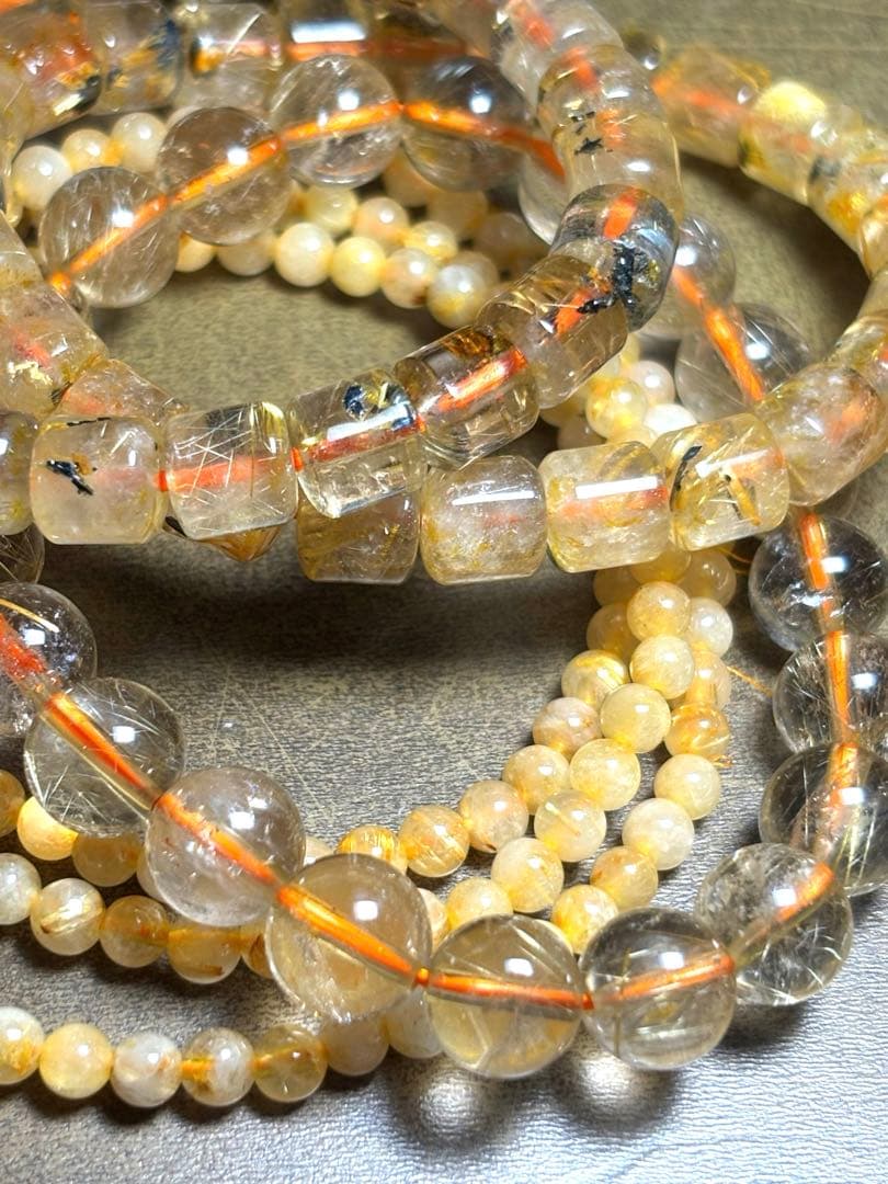 ゴールドタイチンルチルブレス約4〜9.2㎜（新品未使用）金運最強4個まとめ売り