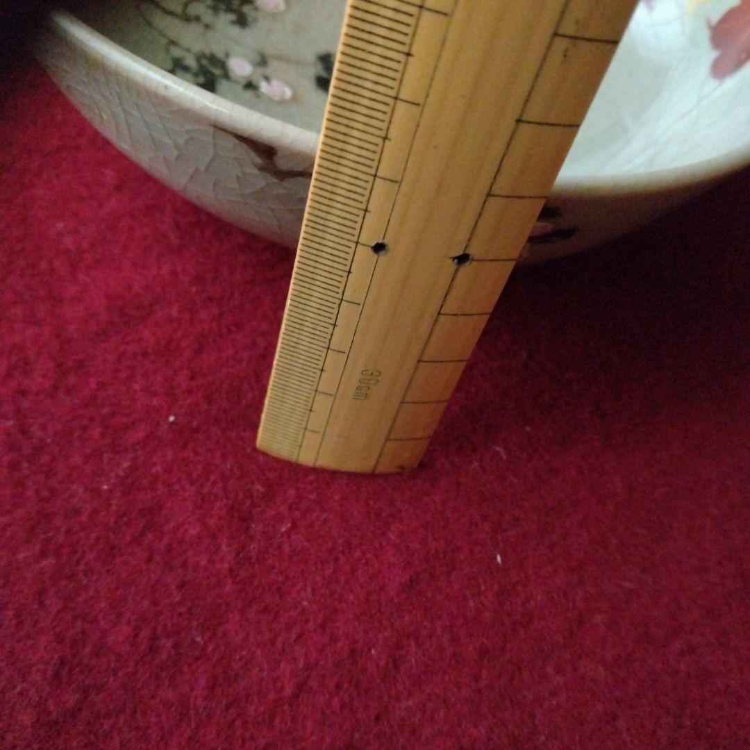 骨董　古犬山焼　紅白花柄　平小鉢