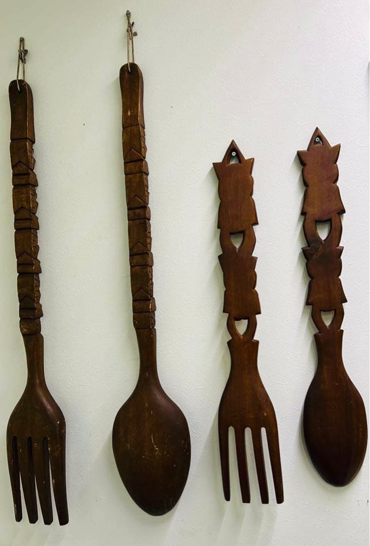 木彫り 木製 スプーン フォーク 4本セット