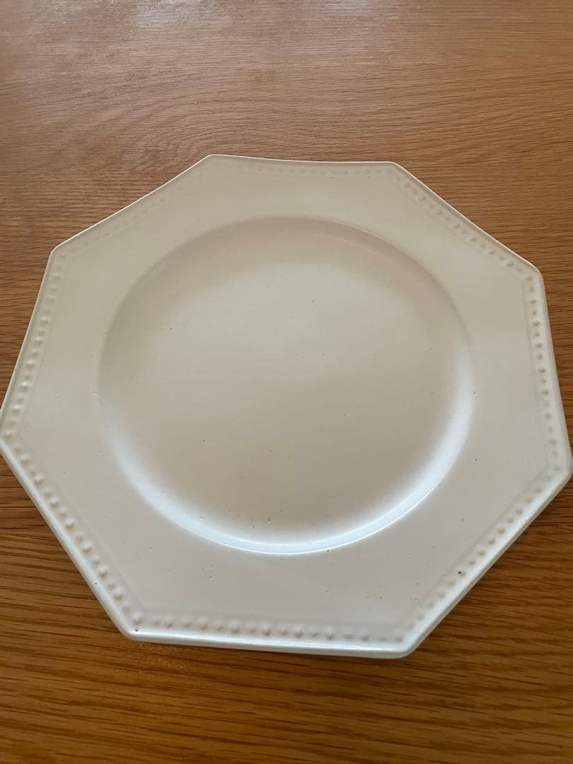 吉田健宗/白釉/オクトゴナル丸皿プレート　２枚セット