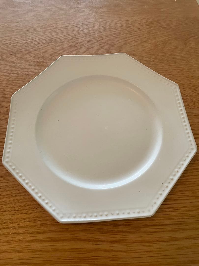 吉田健宗/白釉/オクトゴナル丸皿プレート　２枚セット