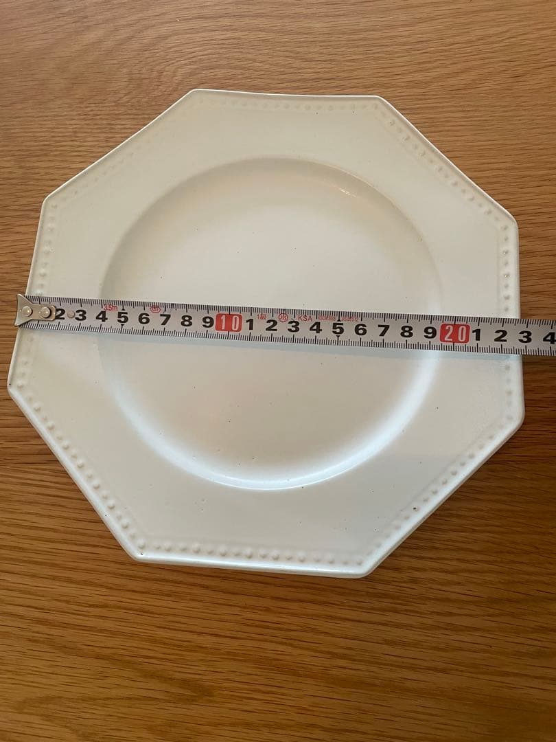 吉田健宗/白釉/オクトゴナル丸皿プレート　２枚セット