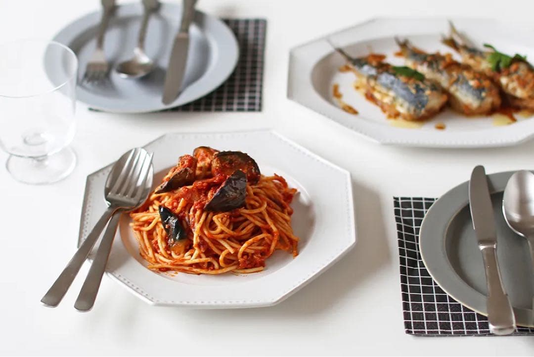 吉田健宗/白釉/オクトゴナル丸皿プレート　２枚セット