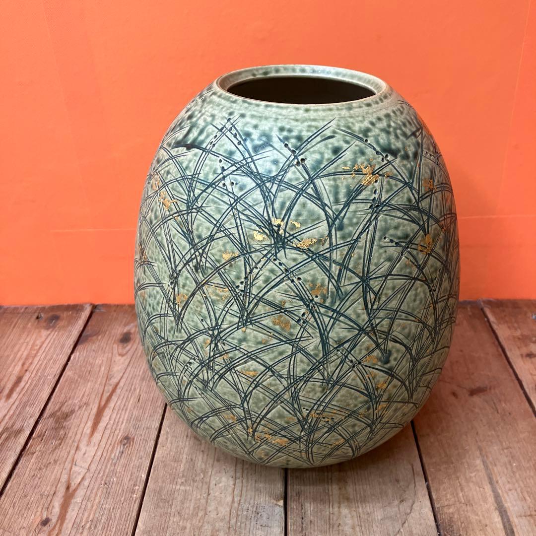 C-壁 清水焼 京焼 花瓶 花器 陶器 伝統工芸 金彩 和モダン インテリア