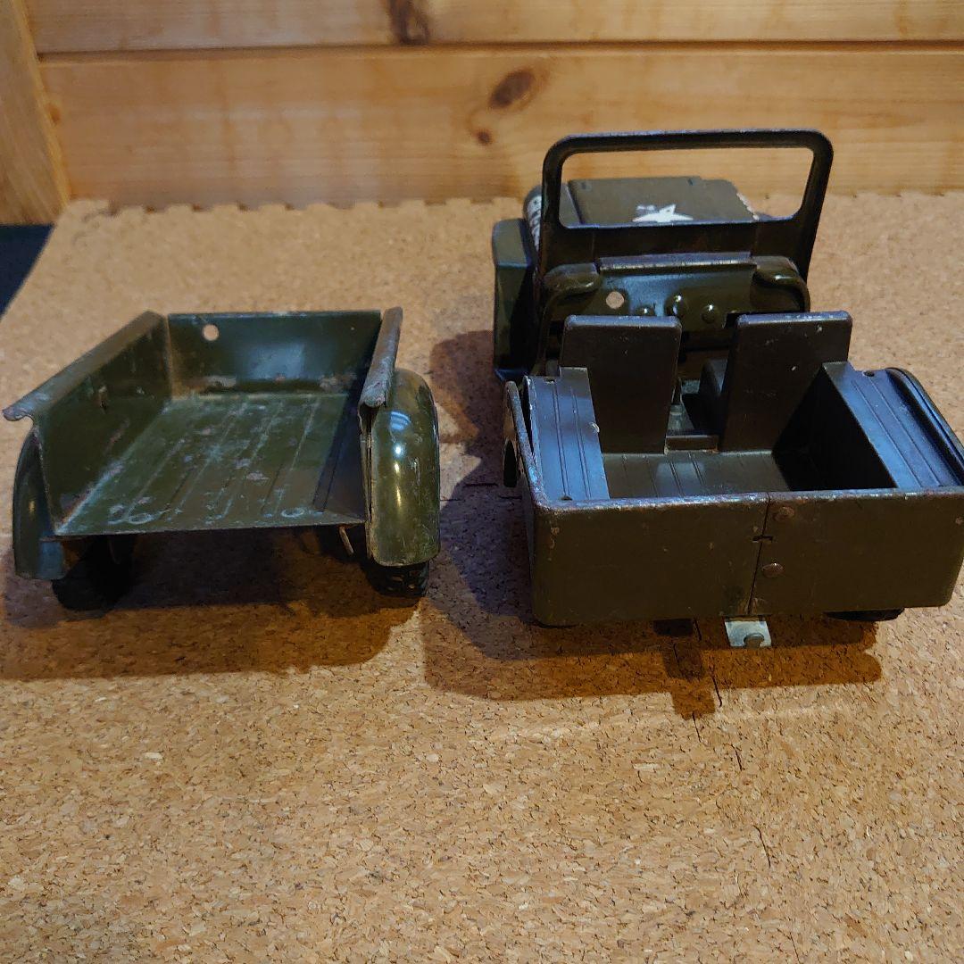 Tonka Jeep ブリキ ミニカー トレーラー付き