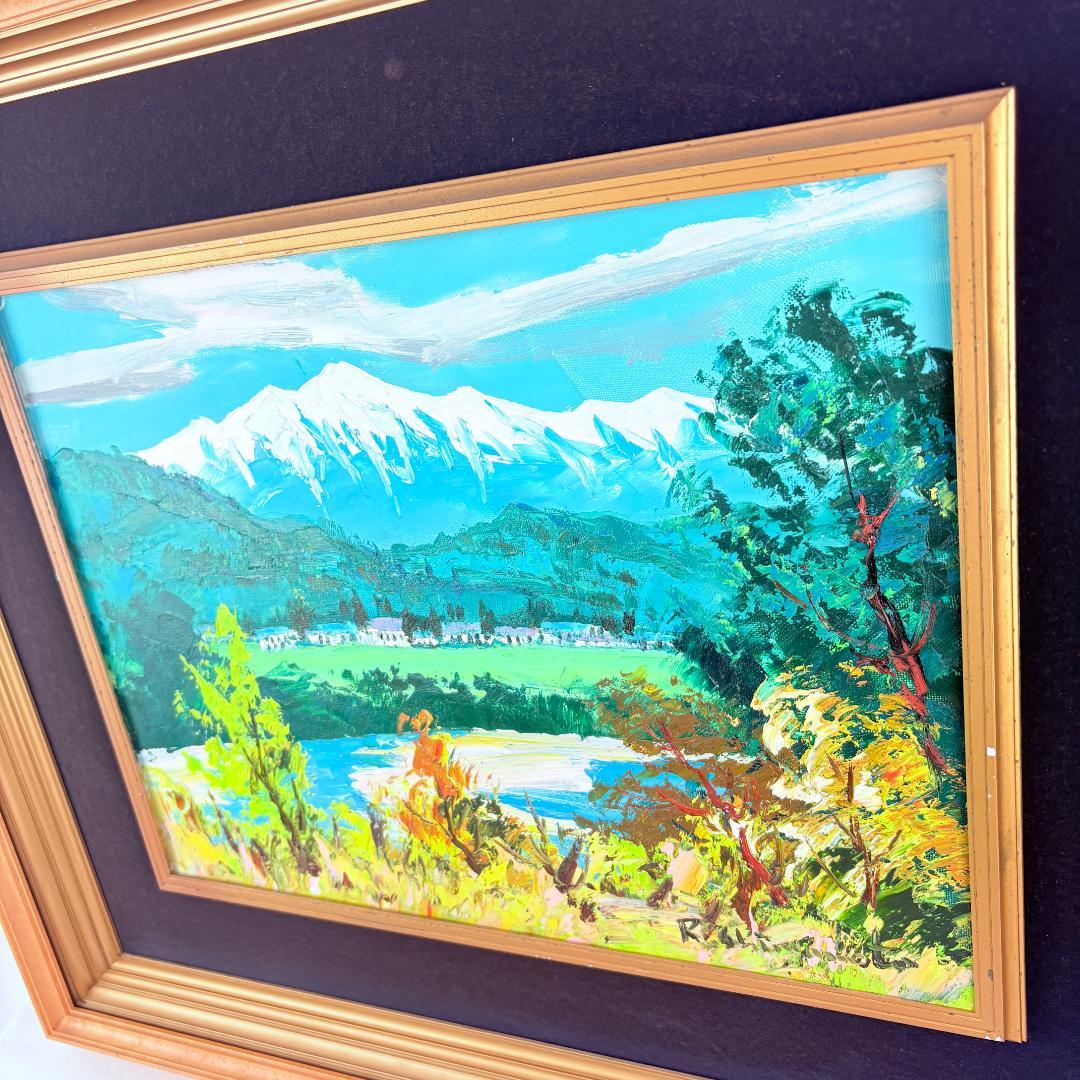 【真作】島本良平　信濃路（大町）風景 F6号 油彩画 額装品 洋画　F6号