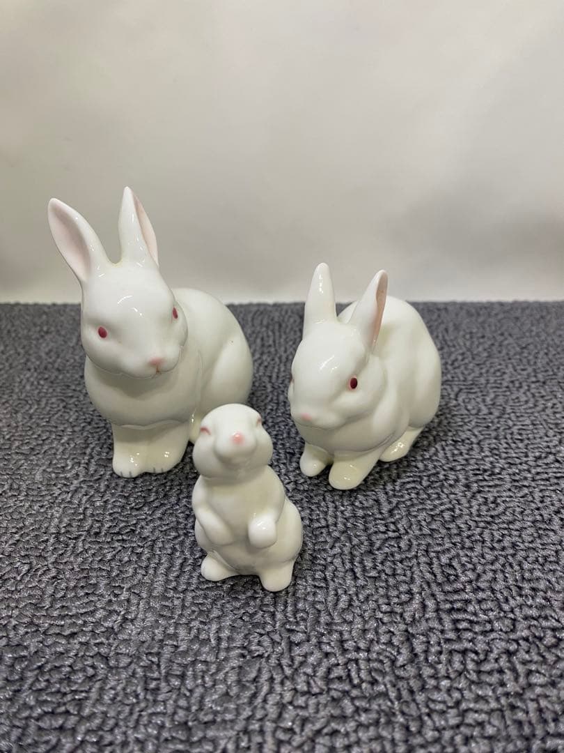 陶器製ホワイト動物置物12点セット