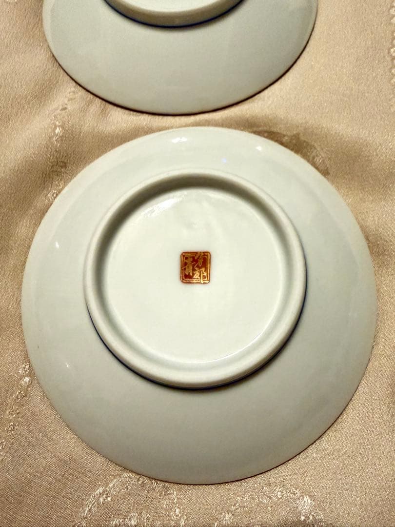 新品同様 【小皿５枚】九谷焼 青郊窯 3号 皿揃 赤絵金襴手 陶器 小皿 豆皿