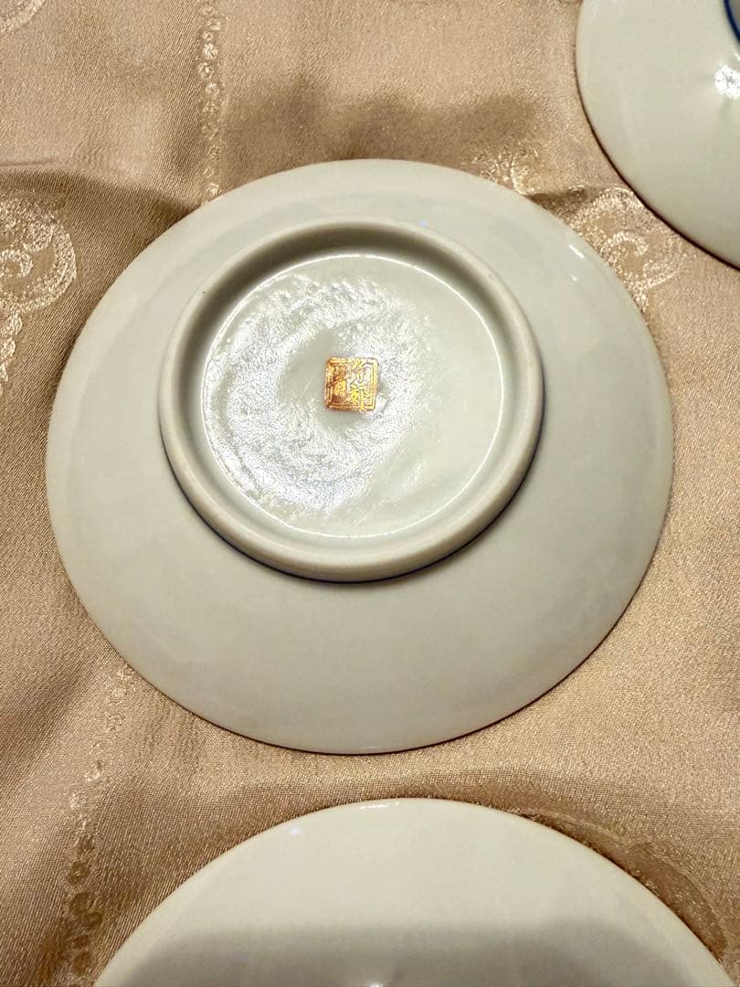 新品同様 【小皿５枚】九谷焼 青郊窯 3号 皿揃 赤絵金襴手 陶器 小皿 豆皿