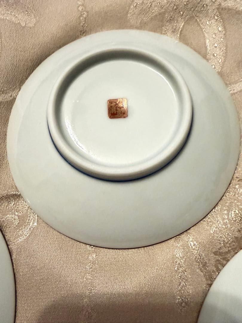 新品同様 【小皿５枚】九谷焼 青郊窯 3号 皿揃 赤絵金襴手 陶器 小皿 豆皿