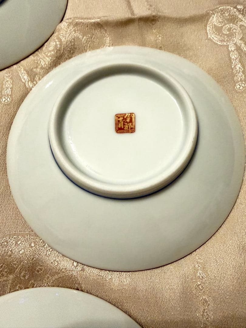 新品同様 【小皿５枚】九谷焼 青郊窯 3号 皿揃 赤絵金襴手 陶器 小皿 豆皿