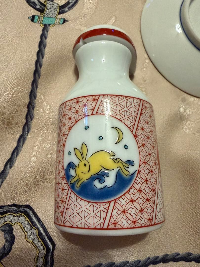 新品同様 【小皿５枚】九谷焼 青郊窯 3号 皿揃 赤絵金襴手 陶器 小皿 豆皿