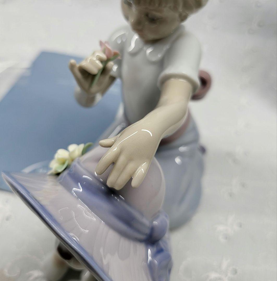 未使用近✨リヤドロ「おめかししようね」 6862 置物 オブジェ 箱 少女 犬