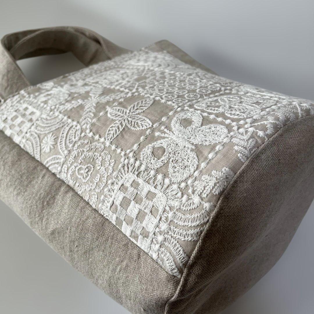 ミナペルホネン ᵃⁿᵈ リネン ナチュラル丸底バッグ