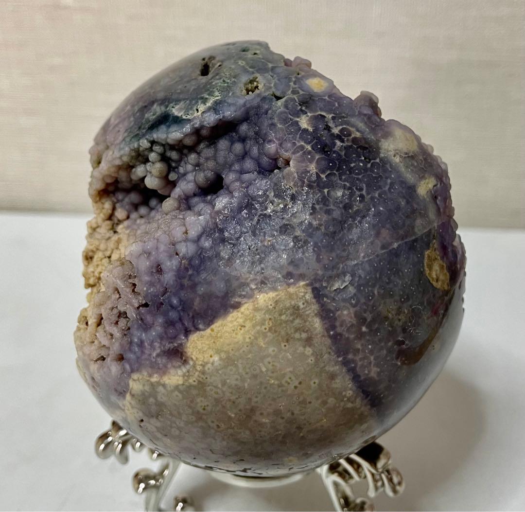 グレープアゲート カルセドニー スフィア 鉱物標本 葡萄瑪瑙原石 風水晶 幸運