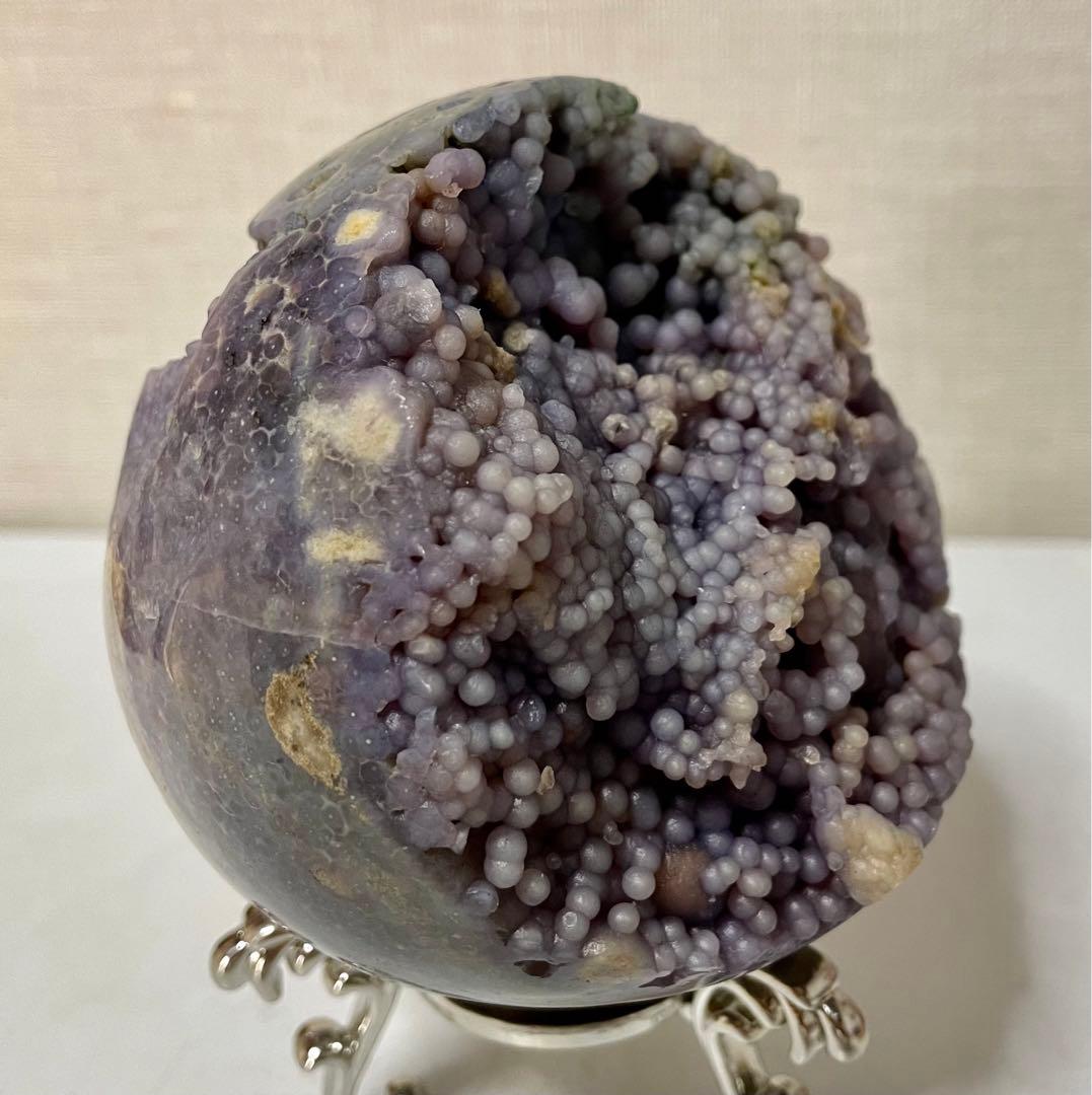 グレープアゲート カルセドニー スフィア 鉱物標本 葡萄瑪瑙原石 風水晶 幸運