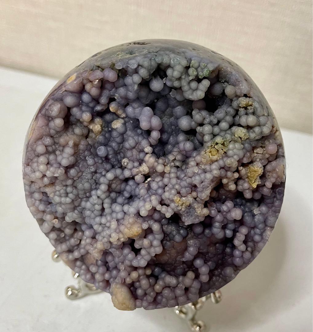 グレープアゲート カルセドニー スフィア 鉱物標本 葡萄瑪瑙原石 風水晶 幸運