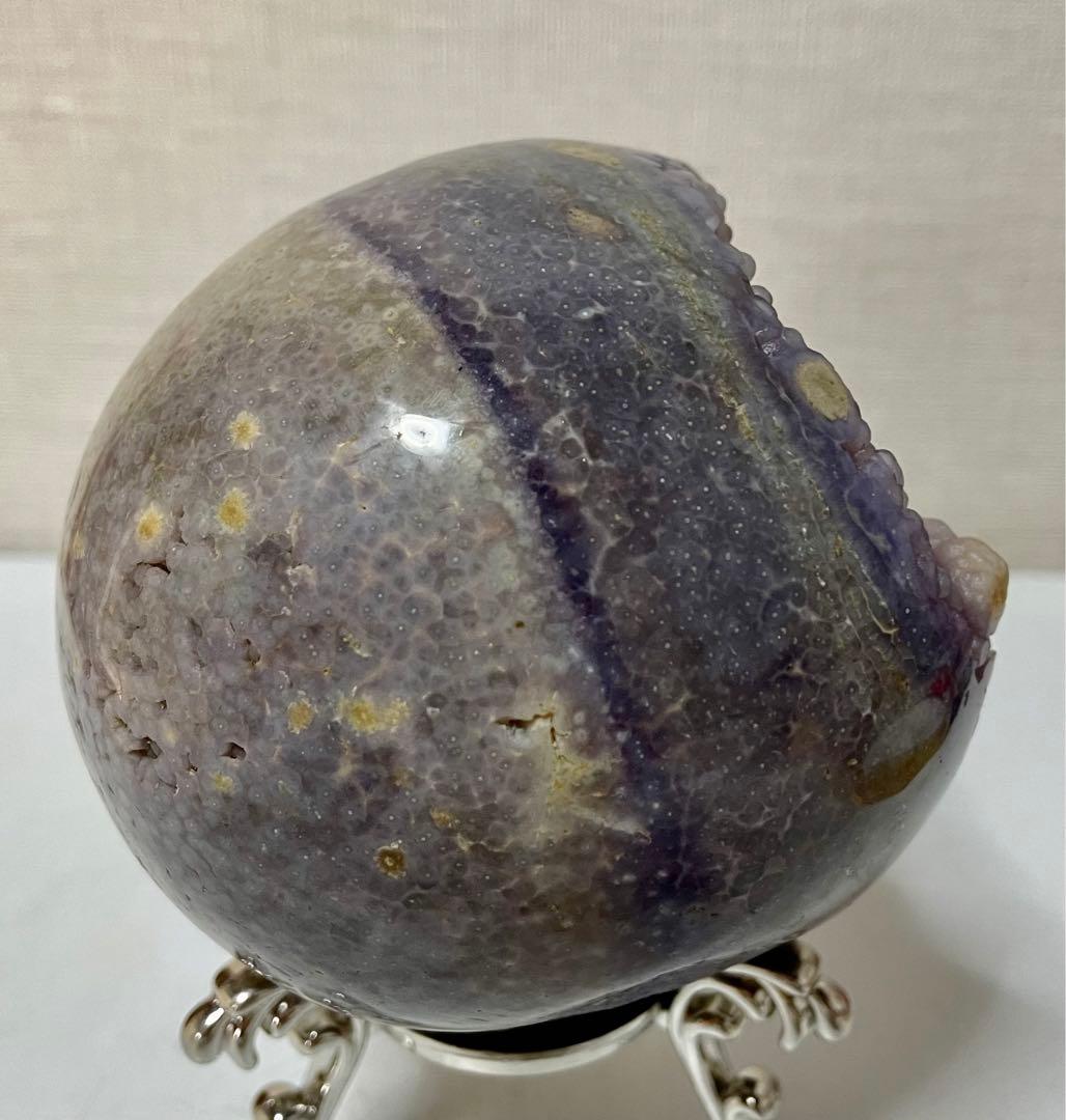 グレープアゲート カルセドニー スフィア 鉱物標本 葡萄瑪瑙原石 風水晶 幸運