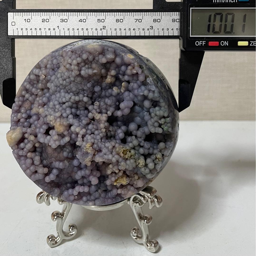 グレープアゲート カルセドニー スフィア 鉱物標本 葡萄瑪瑙原石 風水晶 幸運