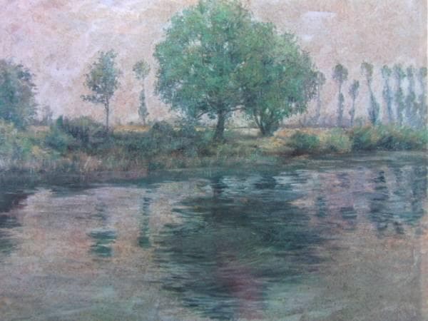 岡田　三郎助 、セーヌ河上流の景、希少な額装用画集より、新品高級額