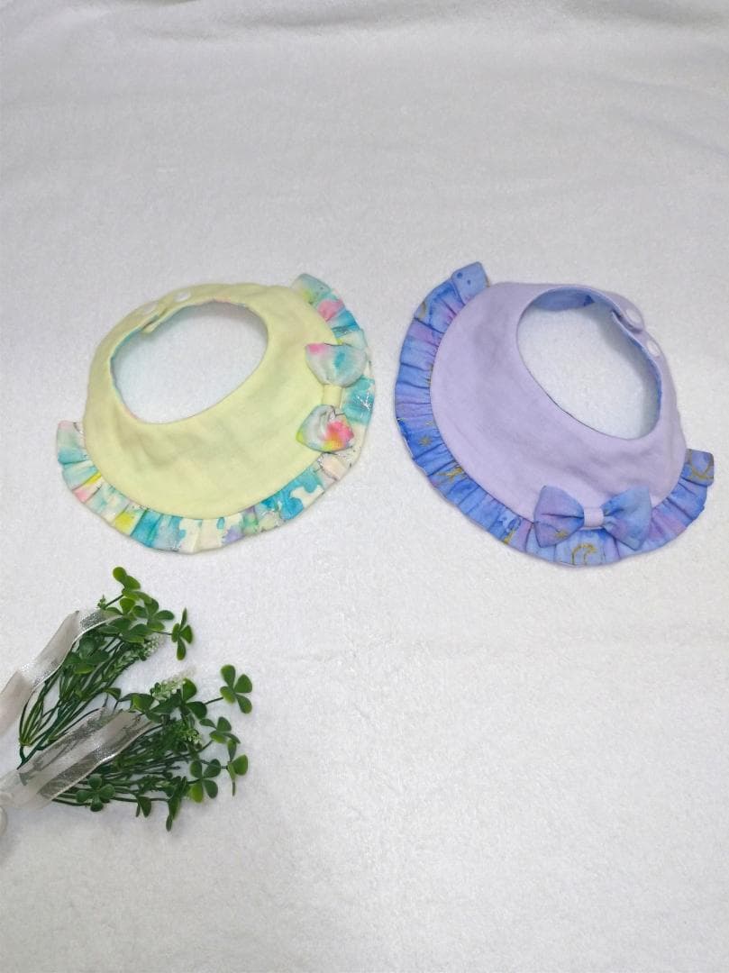 【送料無料】ふりふり コロンとしたスタイ(イエロー)