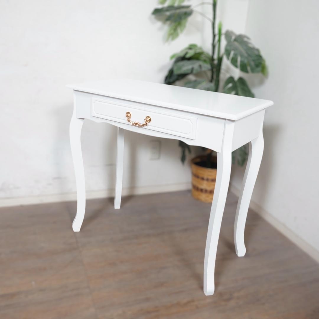 【新品】猫脚 デスク＆スツール セット ホワイト アンティーク調