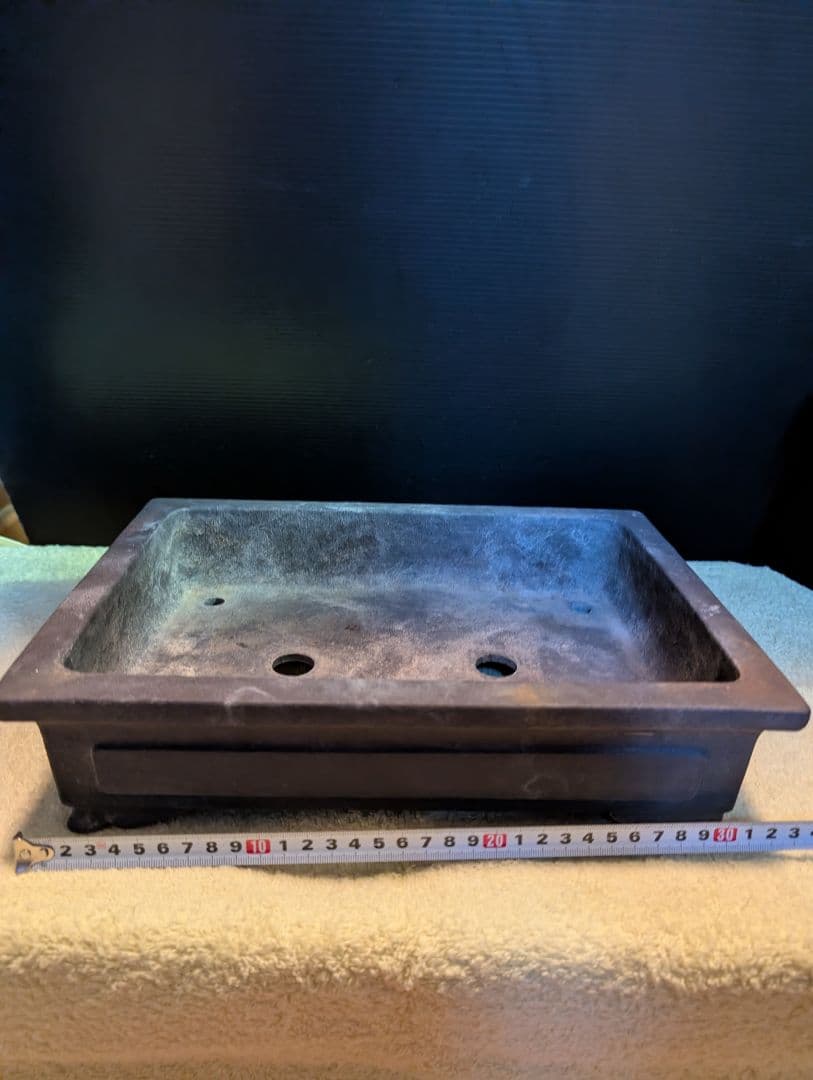 盆栽鉢落款あり陶器製盆栽鉢 30cm x 20cm